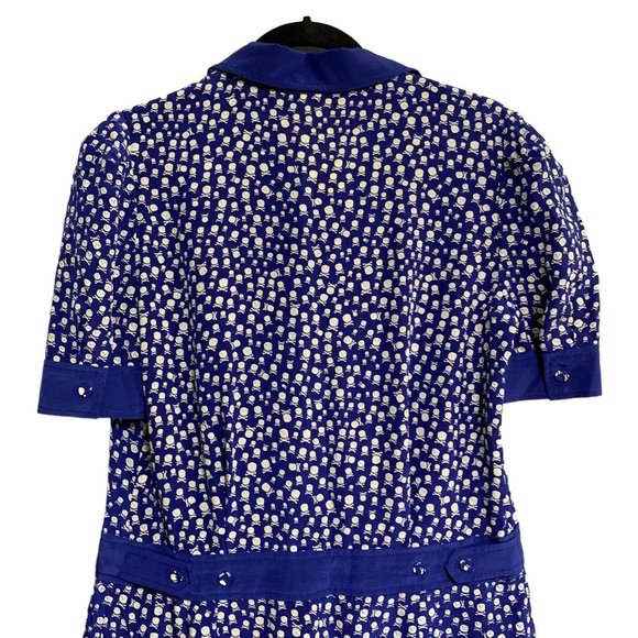 Lucky Chouette Silk Skull & Crossbones Novelty Print Button Front Romper Size M - Picture 8 of 15